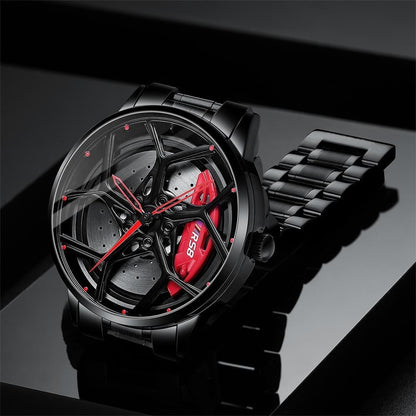 Luxury Car Wheel Rim Watch Premium Stainless Steel Sports Wrist Watch for Men