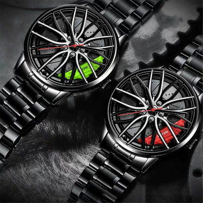 Luxury Car Wheel Rim Watch Premium Stainless Steel Sports Wrist Watch for Men