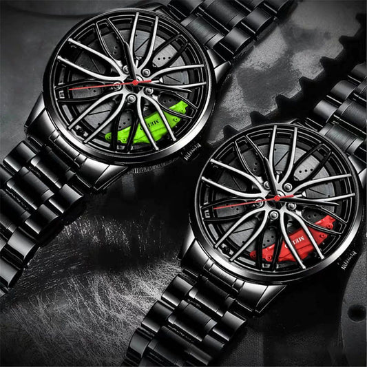 Luxury Car Wheel Rim Watch Premium Stainless Steel Sports Wrist Watch for Men
