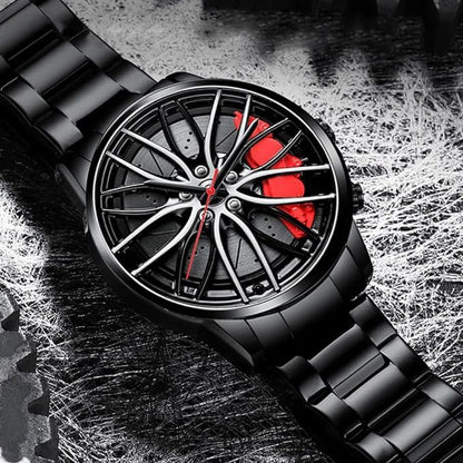Luxury Car Wheel Rim Watch Premium Stainless Steel Sports Wrist Watch for Men